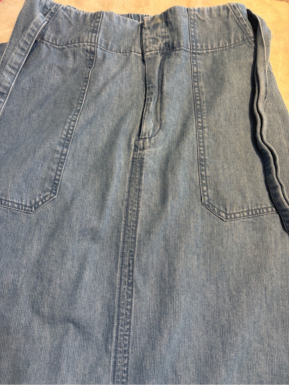 Universal Thread Denim Skirt Size 6 Light Blue Tie-Waist Belt Midi A-Line Jean - Picture 8 of 12